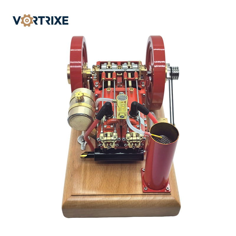 VORTRIXE Horizontal Vintage Stationary Engine Twin-cylinder OHV Dual Flywheel Gasoline Engine Model