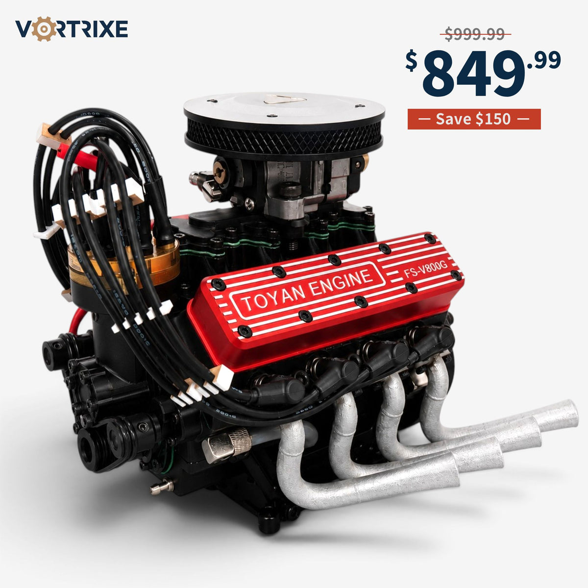VORTRIXE &amp; TOYAN V8-Motor 28 cm³ OHV-Benzinmotor Modell 