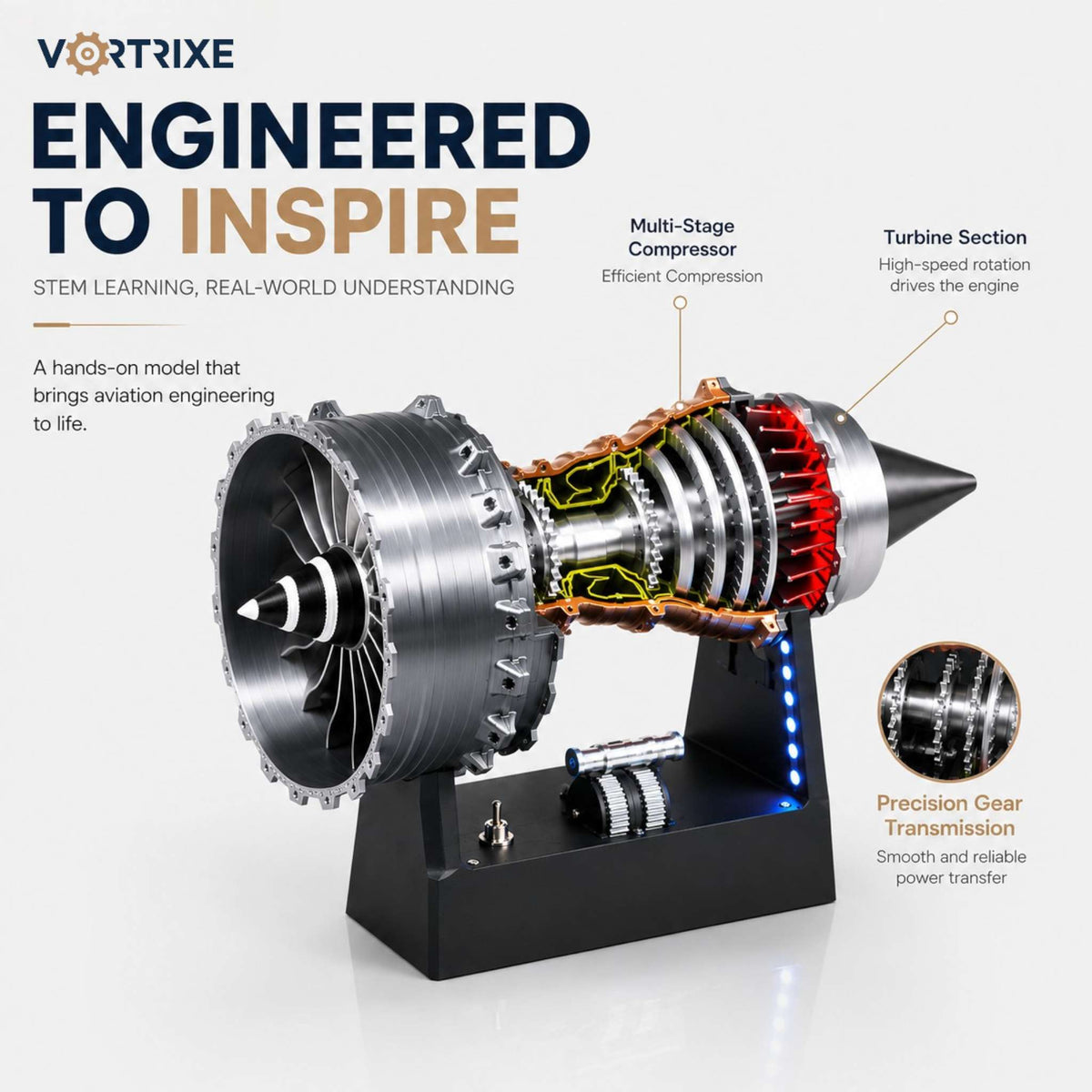 VORTRIXE TR900 Turbofan Engine Model with Magnetic Push-Rod Assembly