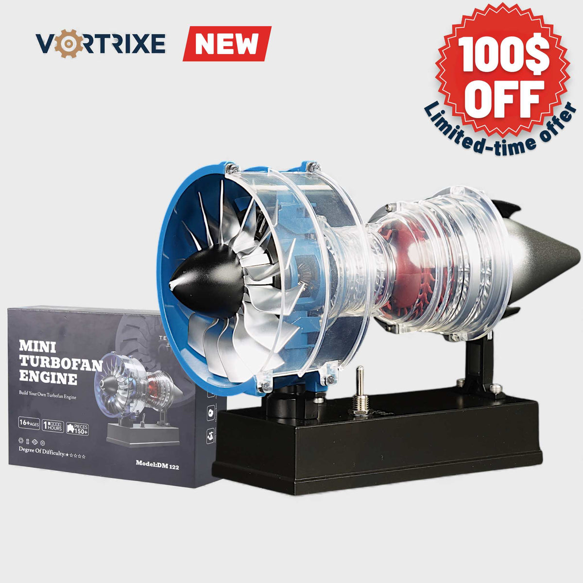 VORTRIXE & TECHING DIY Metal Electric Mini Turbofan Engine Kits for STEM Education