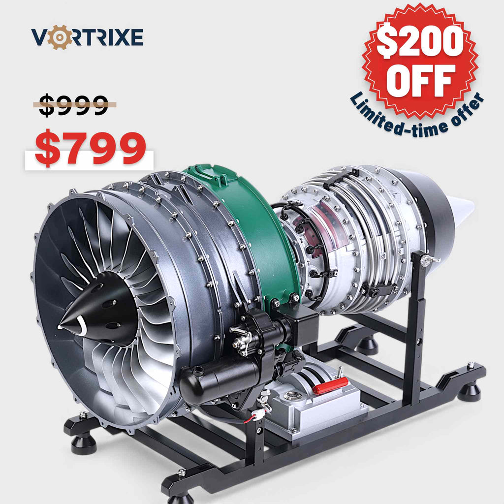 VORTRIXE & TECHING 1000+Pcs DIY Twin-spool Aircraft Turbofan Engine Ki ...