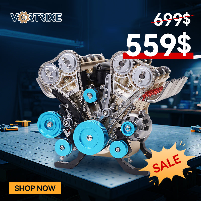 VORTRIXE & TECHING V8 Engine Metal Assembly DIY Model Kit