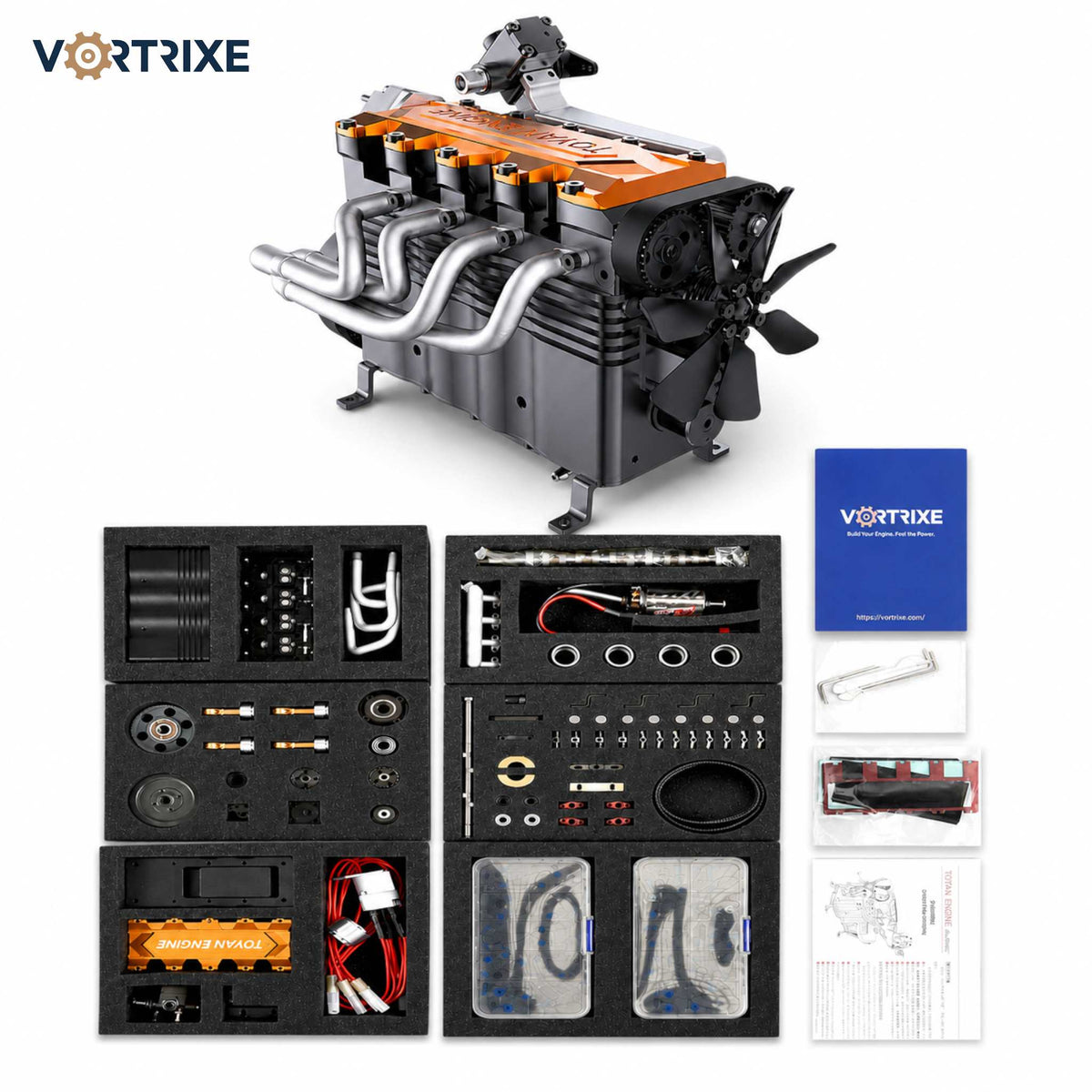 VORTRIXE & TOYAN FS-L400BGC 14CC Inline 4 Cylinder 4 Stroke OHC L4 Water-cooled Gasoline Engine Model Kit