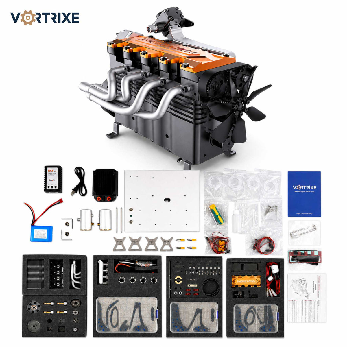 VORTRIXE & TOYAN FS-L400BGC 14CC Inline 4 Cylinder 4 Stroke OHC L4 Water-cooled Gasoline Engine Model Kit