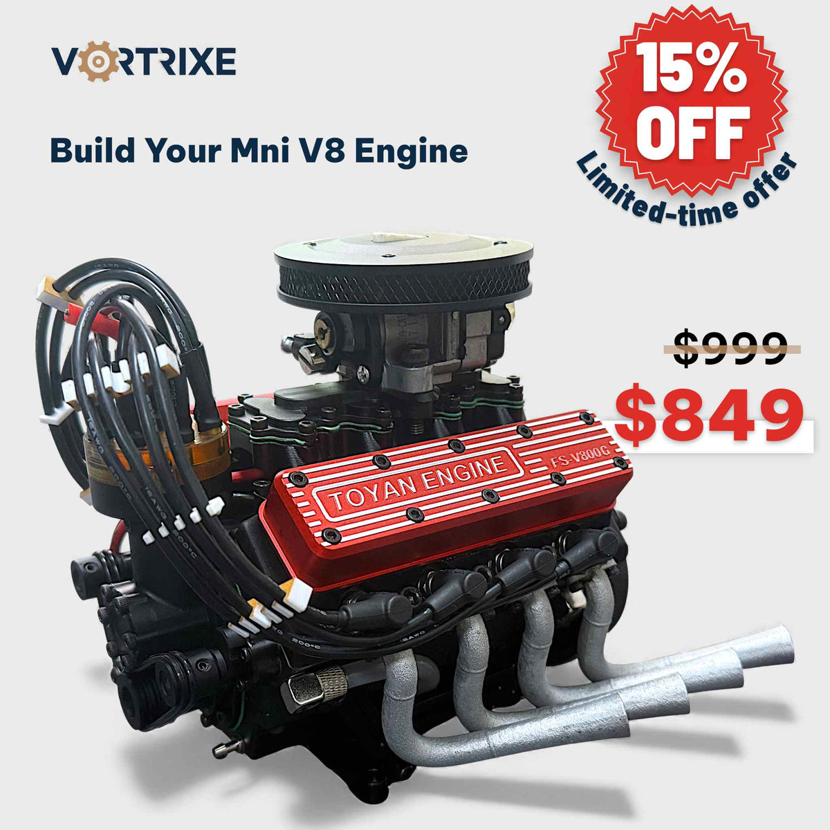 VORTRIXE & TOYAN V8 Engine 28cc OHV Gas Engine Model Pre-order