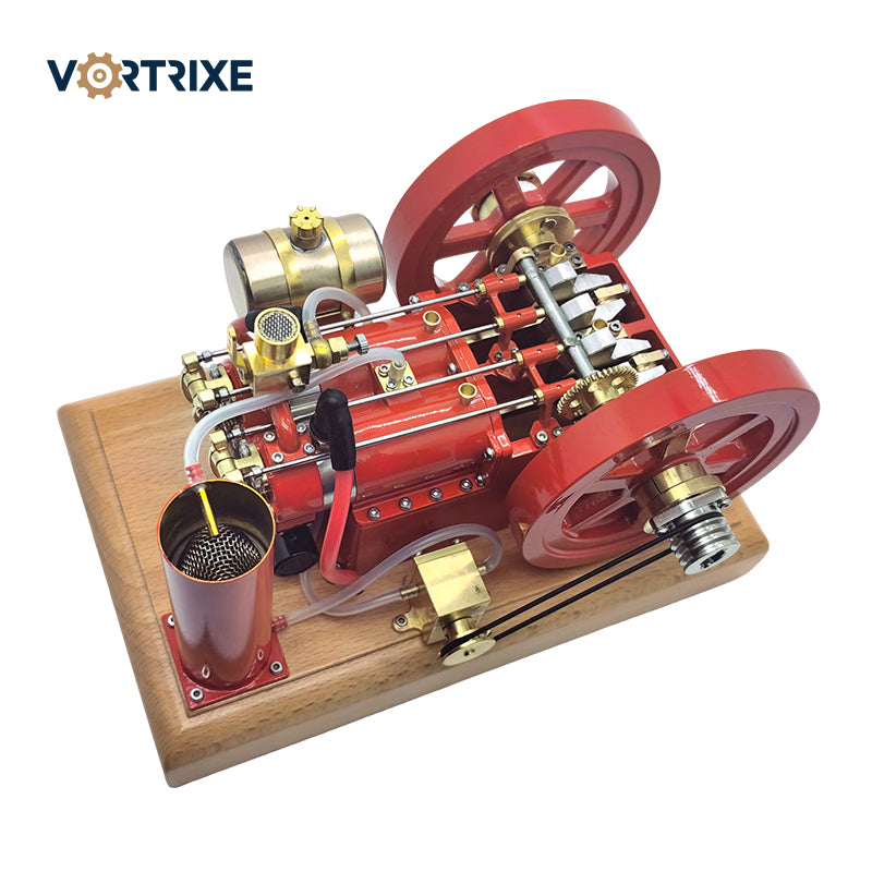 VORTRIXE Horizontal Vintage Stationary Engine Twin-cylinder OHV Dual Flywheel Gasoline Engine Model