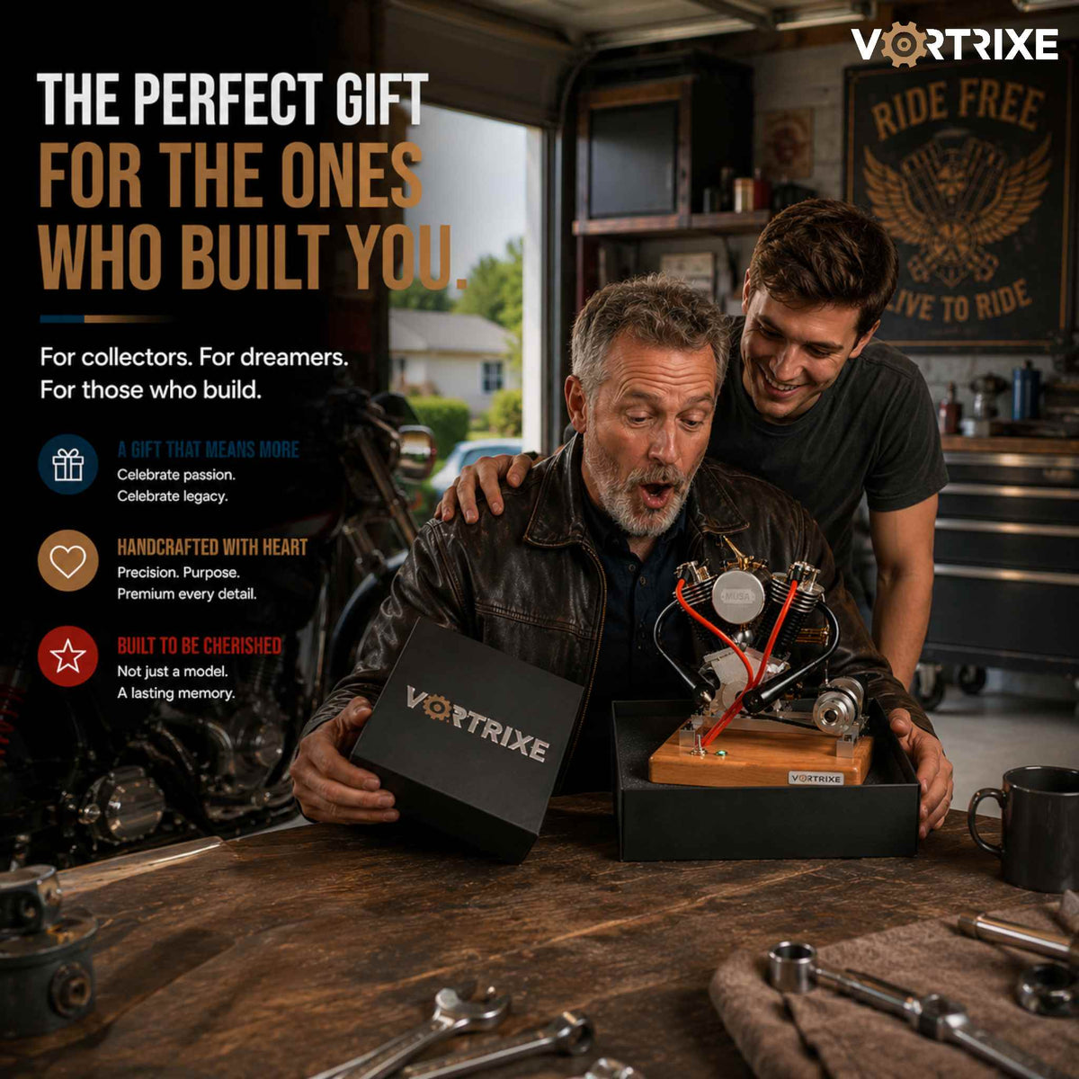 VORTRIXE Mini V2 Motorradmotor Doppelzylinder-Viertakt-Benzinmotor 