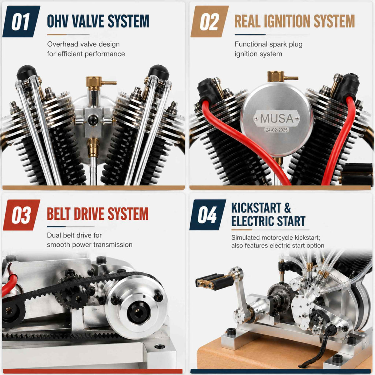 VORTRIXE Mini V2 Motorradmotor Doppelzylinder-Viertakt-Benzinmotor 