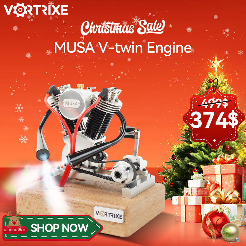 Moteur VORTRIXE Mini bicylindre en V Hoglet V2 à essence 4 temps 