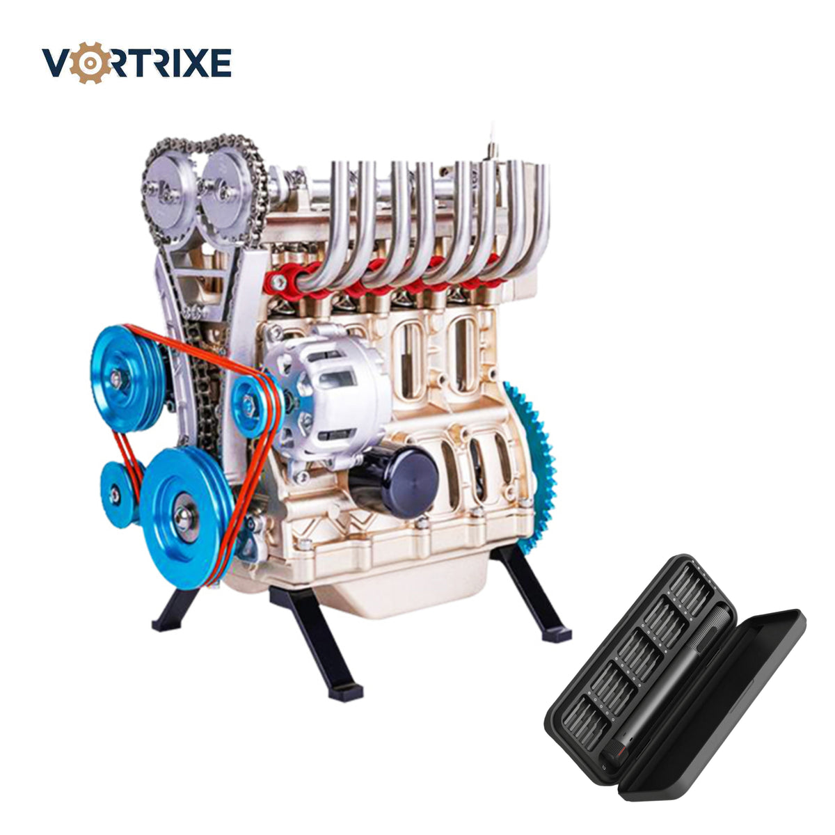 VORTRIXE & TECHING Full Metal Assembling V4 Car Engine Model Kits