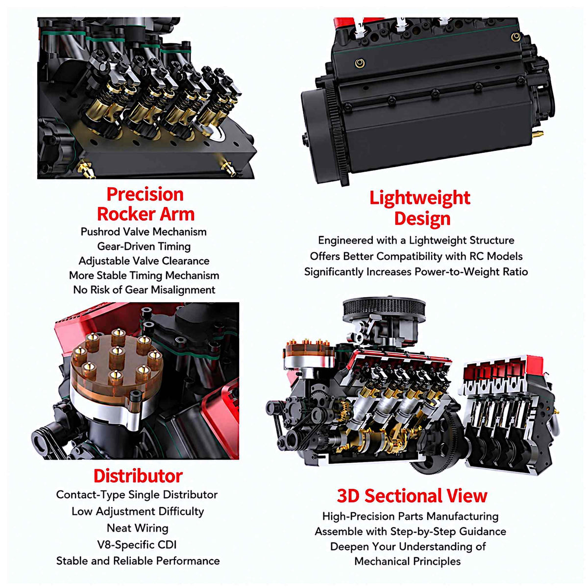 VORTRIXE &amp; TOYAN V8-Motor 28 cm³ OHV-Benzinmotor Modell 