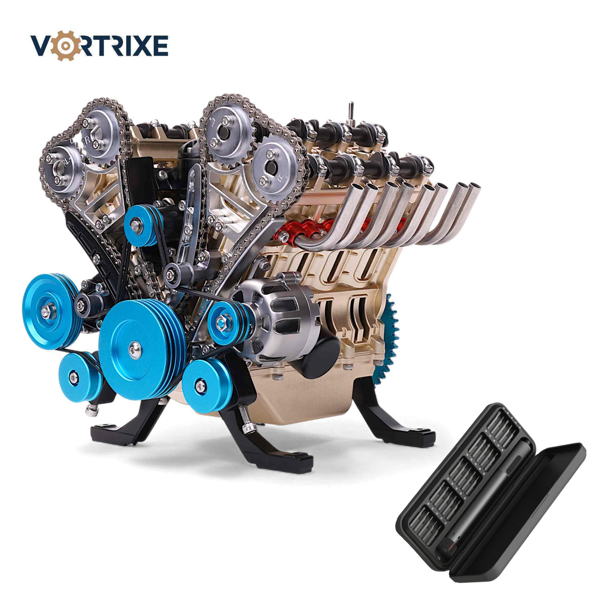 VORTRIXE & TECHING V8 Engine Metal Assembly DIY Model Kit