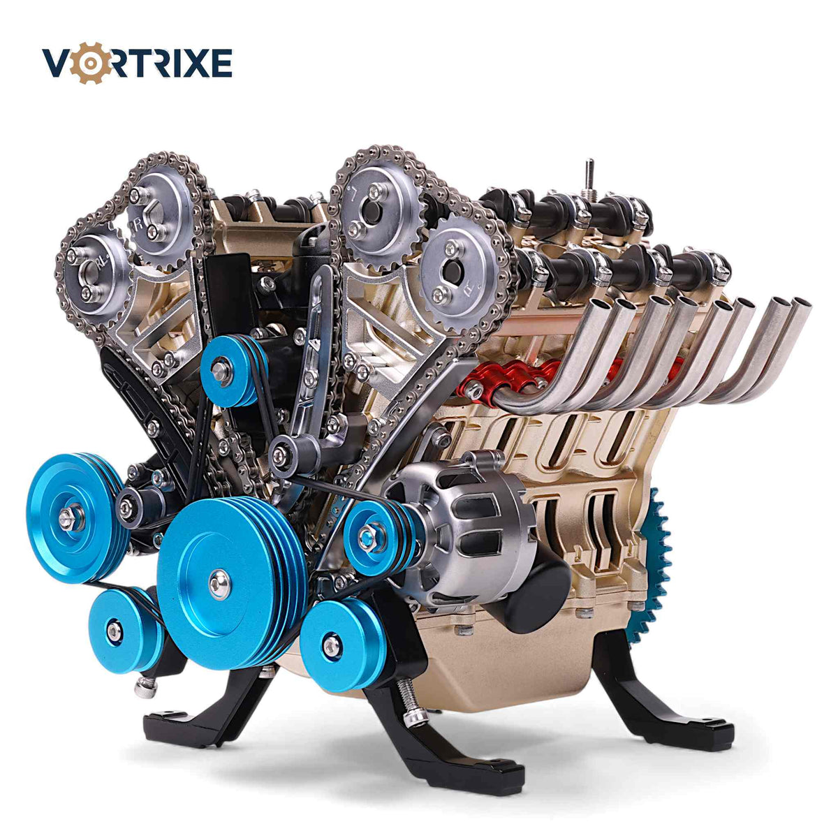 Metal Engine VORTRIXE & TECHING 500+Pcs V8 Engine Metal Assembly DIY Model Kit ...