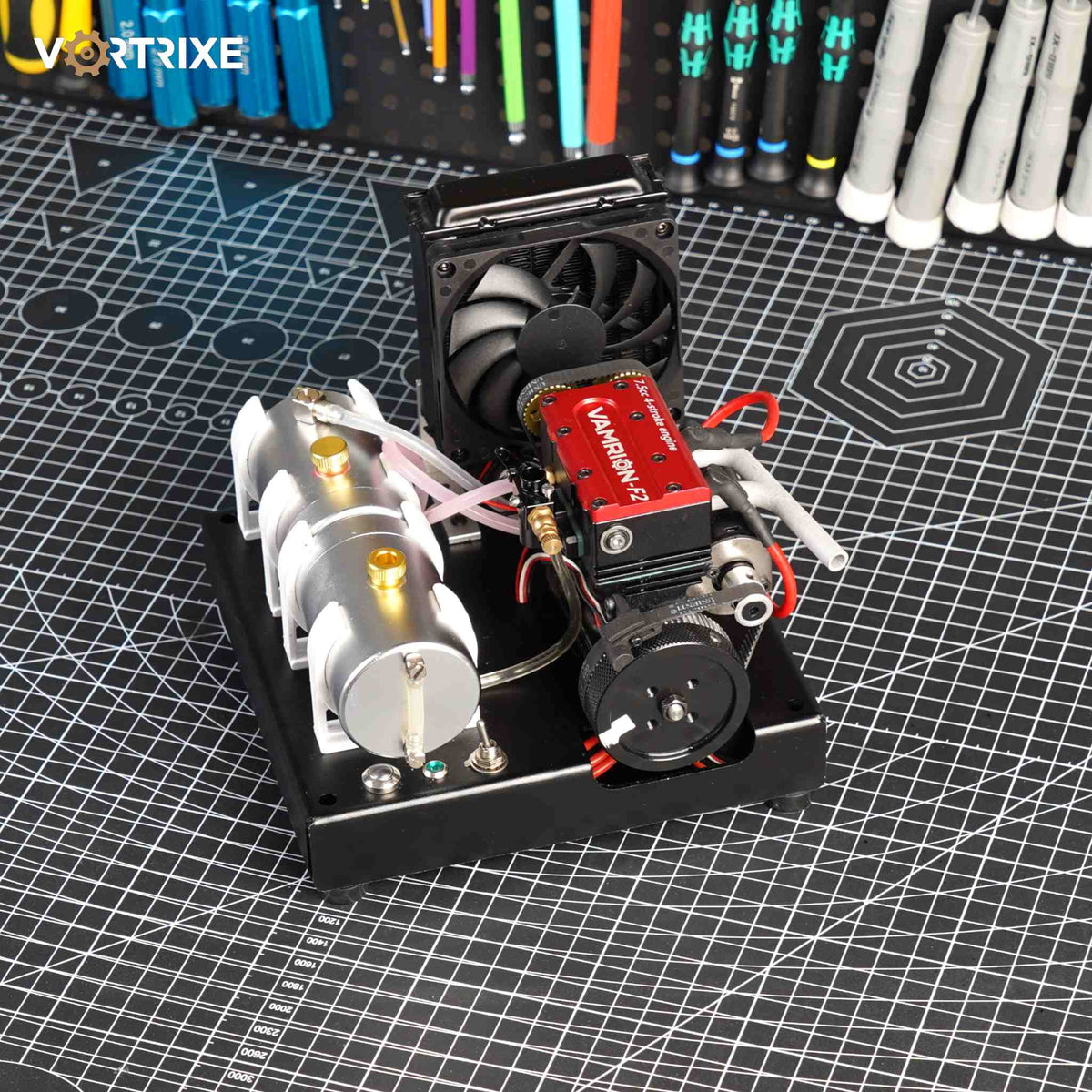 VORTRIXE & VAMRION F2 Gasoline Engine Upgrade Water-Cooled 2 Cylinder 4 Stroke Tabletop Engine Model Kit