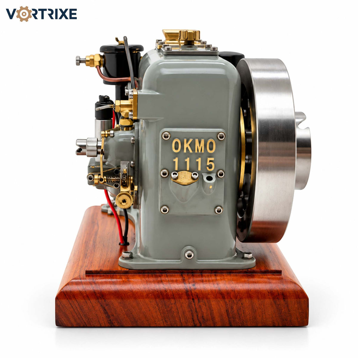 VORTRIXE & OKMO 3.6cc Brass Model 1115 Miniature Water-Cooled 4-Stroke Gasoline Engine with Adjustable Timing Pre-Order