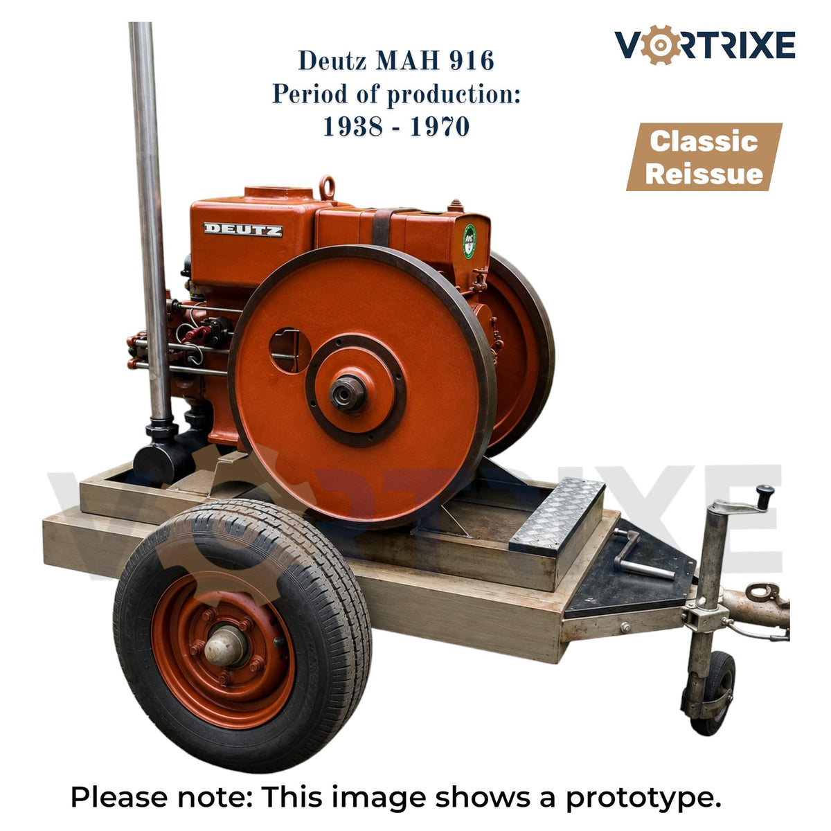 VORTRIXE & OKMO 916 Modèle de moteur à essence vintage avec pompe à huile indépendante et cylindre honé