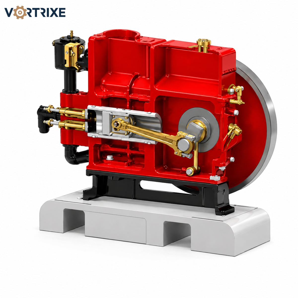 VORTRIXE & OKMO 916 Modèle de moteur à essence vintage avec pompe à huile indépendante et cylindre honé