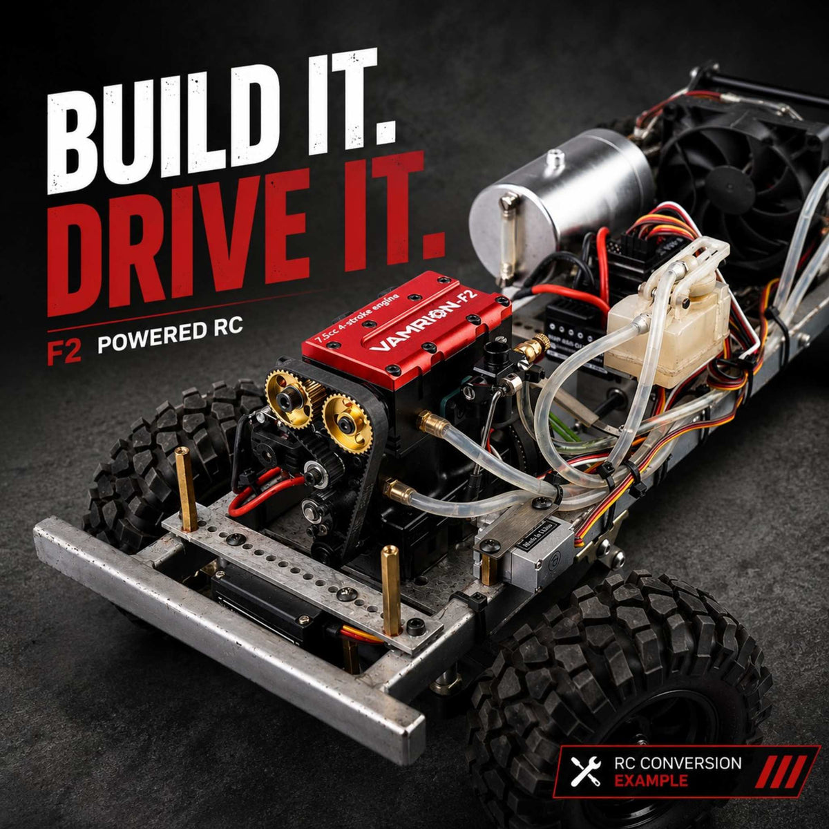VORTRIXE & VAMRION F2 Gasoline Engine Upgrade Water-Cooled 2 Cylinder 4 Stroke Tabletop Engine Model Kit