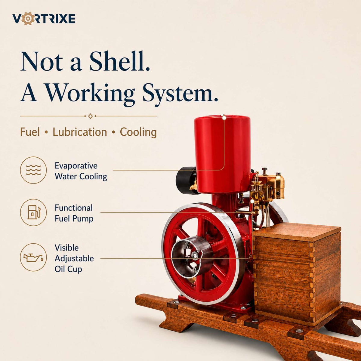 VORTRIXE Wasserkühlungs-Wärmestruktur Mini-Lernmodell mit Benzinmotor 